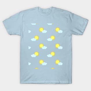 Sun and Clouds Pattern 2 in Light Blue T-Shirt